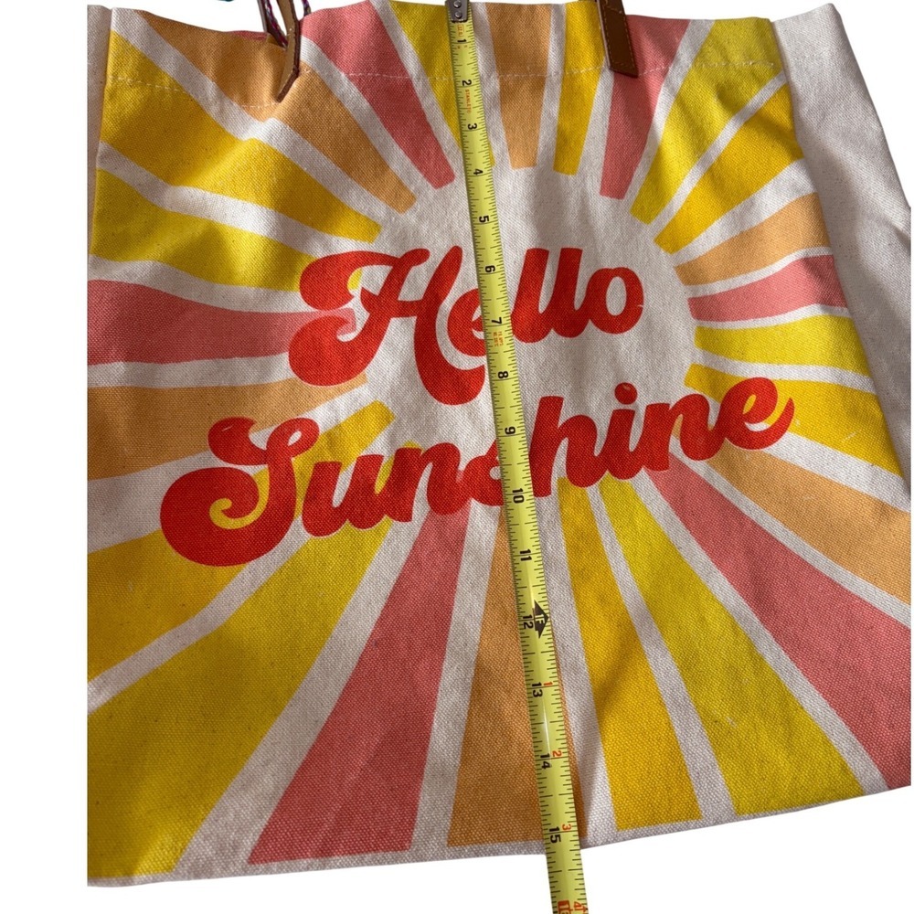 Hello Sunshine Beach Tote Canvas Bag With Pouch - Picture 4 of 7